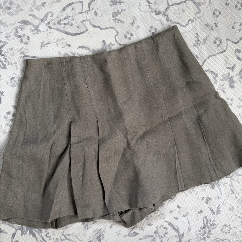 Zara linen Tan Pleated Skirt